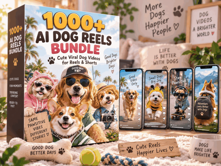 1000+ AI Dog Reels Bundle – cute AI dog moments, funny pet scenes and shareable canine content