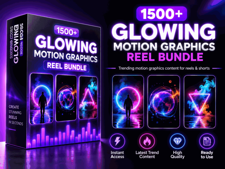 1500+ AI Glowing Motion Graphics Reels Bundle โ glowing animation, neon visual loops and motion-graphics content