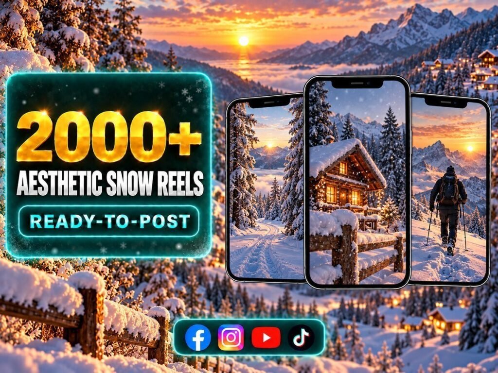 2000+ Aesthetic Snow Reels Bundle – snowy landscapes, winter mood and calm aesthetic visuals