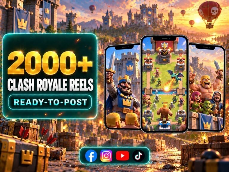 2000+ Clash Royale & Clash of Clans Reels Bundle – Clash Royale and Clash of Clans gameplay clips, edits and memorable moments