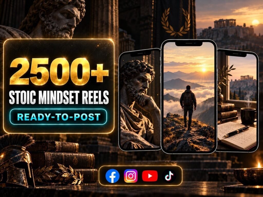2500+ Stoic Mindset Reels Bundle – stoic philosophy, discipline, wisdom and mindset content