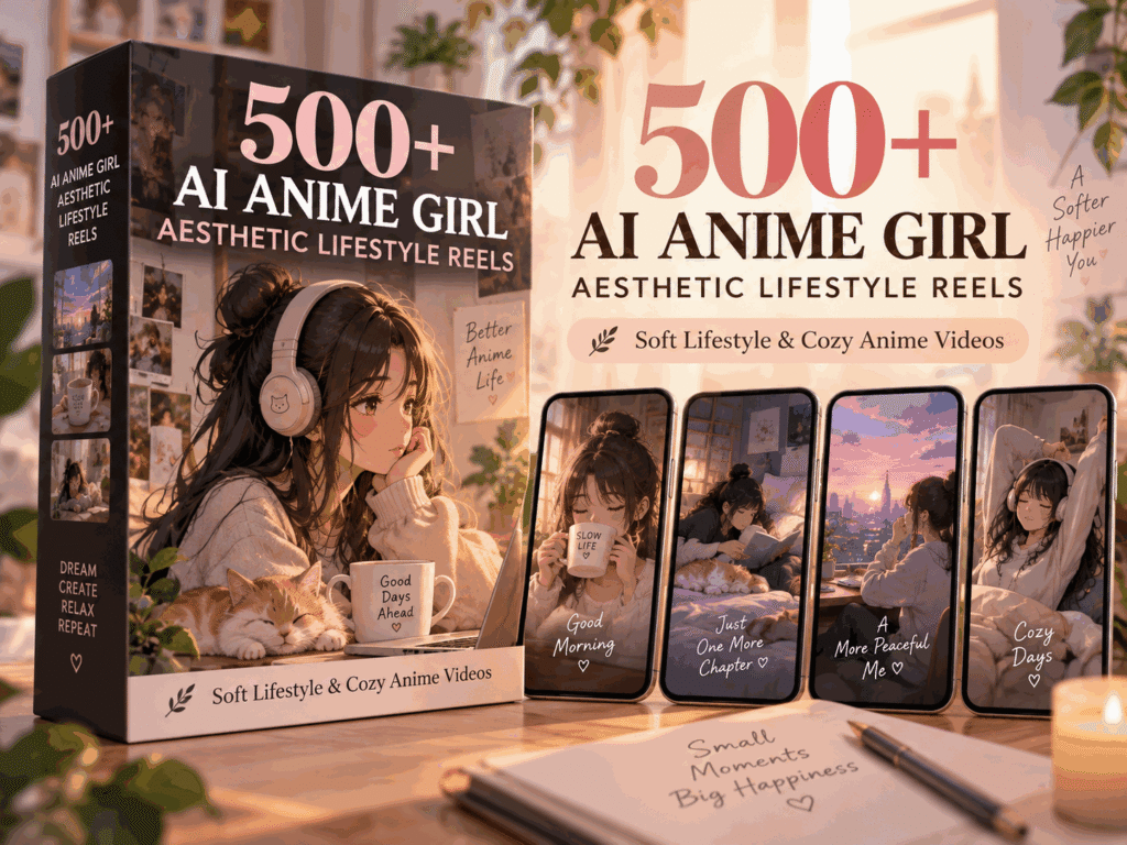 500+ AI Anime Girl Aesthetic Lifestyle Reels – soft anime girl lifestyle, cozy scenes and aesthetic everyday moments - Reels Bundle