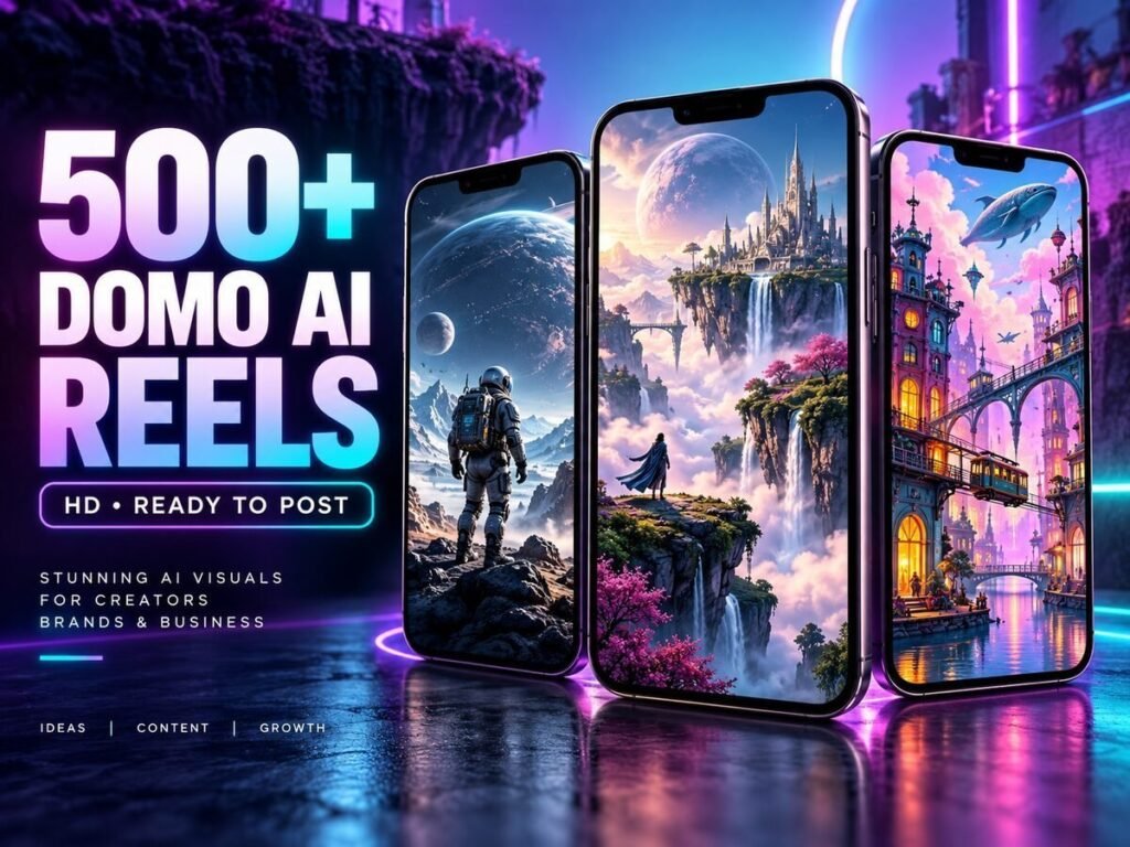500+ Domo AI Reels Bundle – stylised AI-generated visual content with a modern experimental look