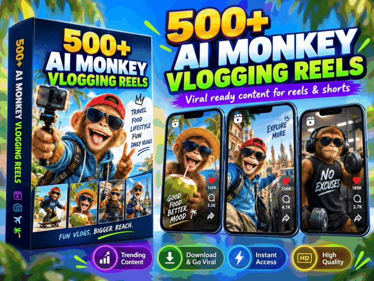 500+ AI Monkey Vlogging Reels Bundle – Funny AI Monkey Vlog Videos – AI Monkey Reels Bundle