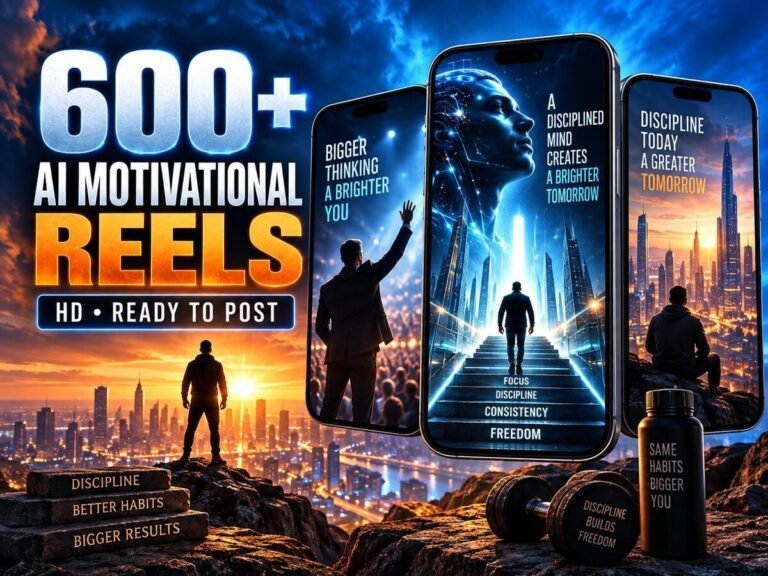 600+ AI Motivational Reels Bundle โ AI-styled motivation, mindset and success-oriented videos