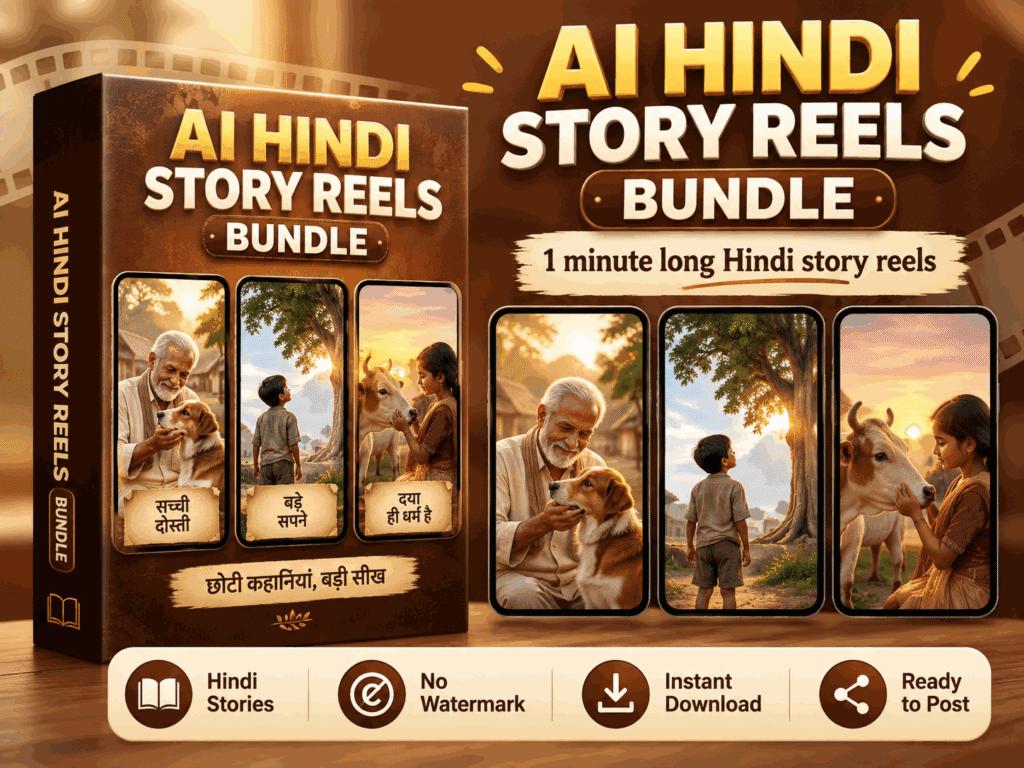AI Hindi Story Reels Bundle – Hindi kahani and short story videos designed around concise one-minute narratives